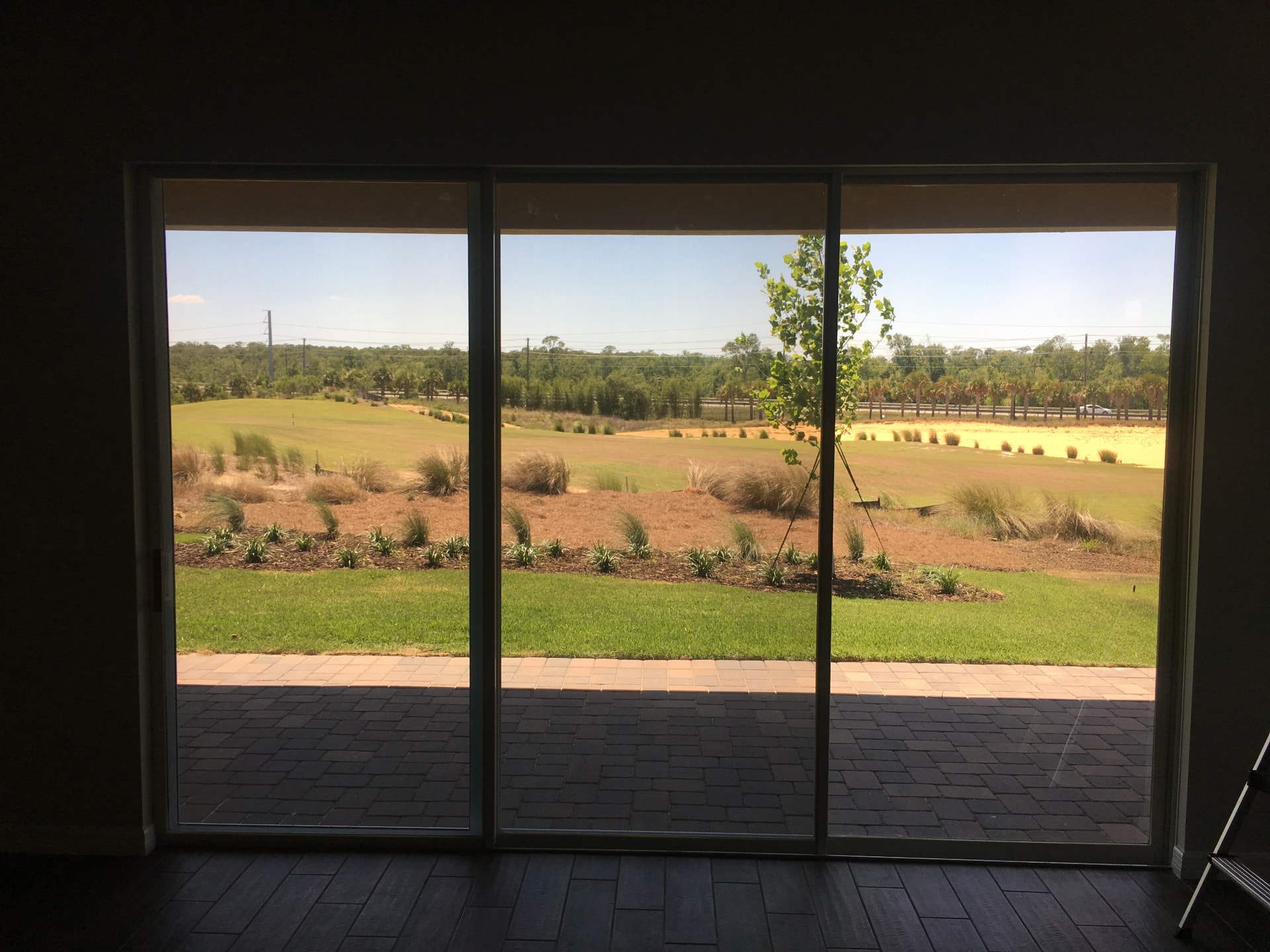 Patio sliding doors overlooking a golf course